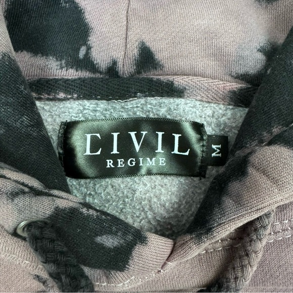 Civil Regime Floral Embroidered Purple and Black Tie-Dye Hoodie - Size M - Picture 4 of 5